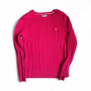 Izod Hot Pink Cable Knit Sweater 100% Cotton Size Large